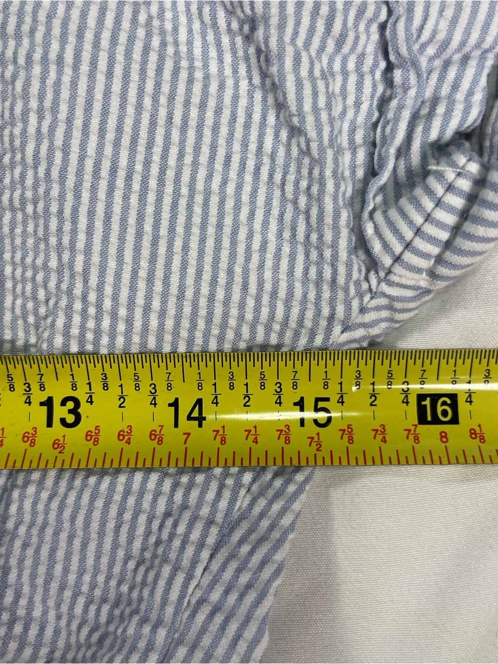 Coastal Granddaughter Blue White Seersucker Stripe Tie Front Crop Top Medium - Picture 5 of 8